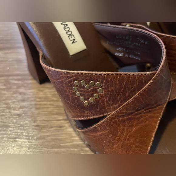 Vintage Steve Madden Brown Wooden Heels - Picture 7 of 8